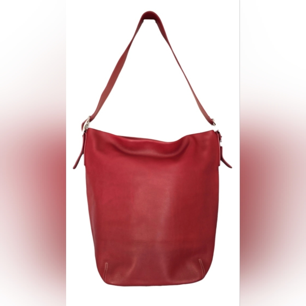 Vintage Coach 9151 Large Duffle Sac Red with Nickel EUC lightweight leather